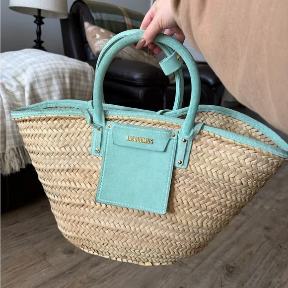 Jacquemus le Petit Panier Soleil Straw and suede Tote